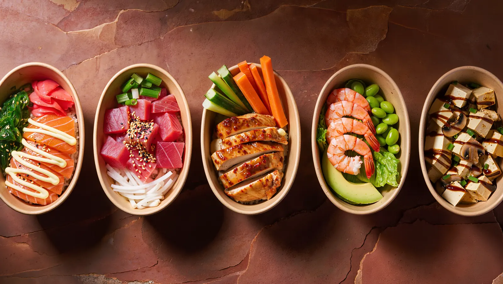 Cinco bowls de Fit Plan listos para entregar